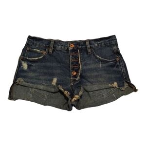 Free People Women's Cut Off Denim Jean Shorts Size 25 Button Fly‎ Distressed